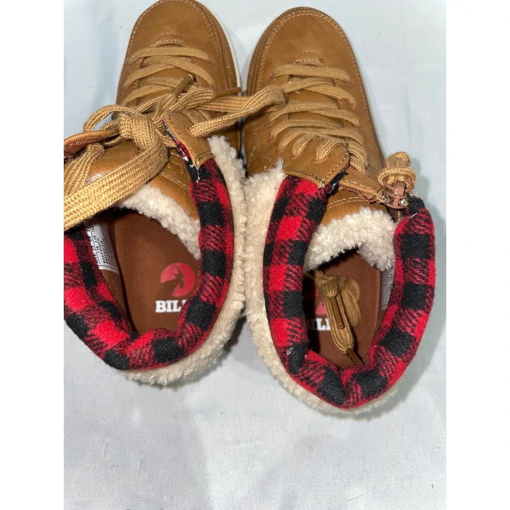 Billy Footwear Billy Cuff II Brown Buffalo Plaid Adaptive Sneakers Womens 7.5M
